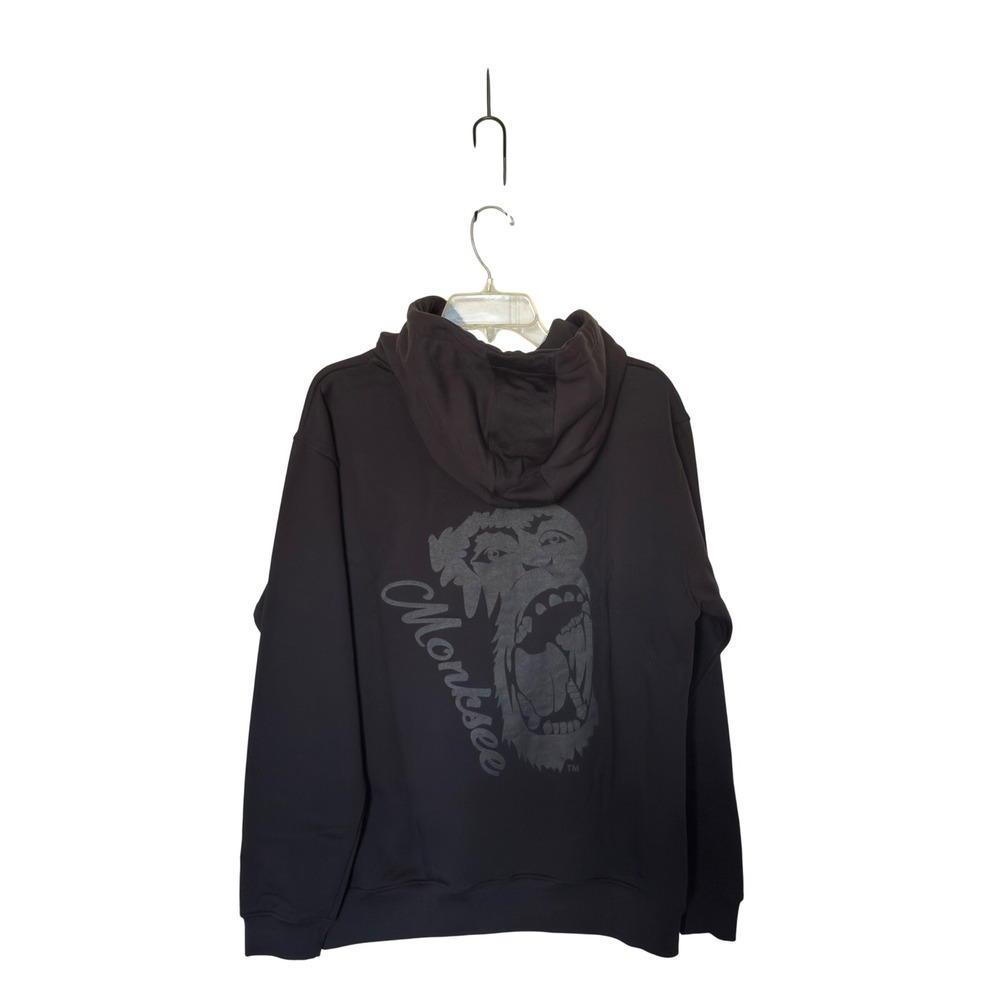 Monksee Large Black Graphic Gold Digger Pullover Hoodie Gorilla Print Streetwear